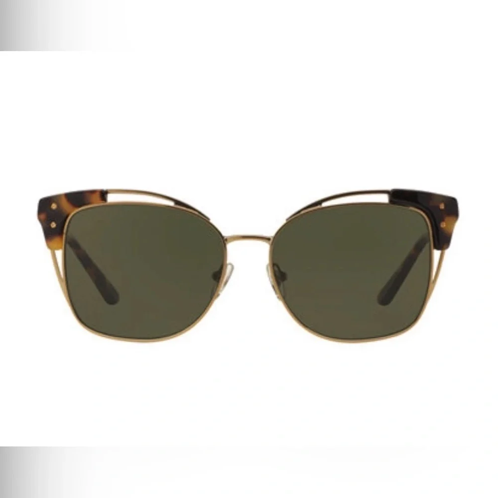 Tory Burch TY6049 Open Metal Frame Sunglasses with Tortoise Shell Accent